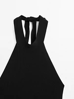 Halter top with tied neck detail