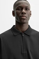 TEXTURED ZIP POLO SHIRT