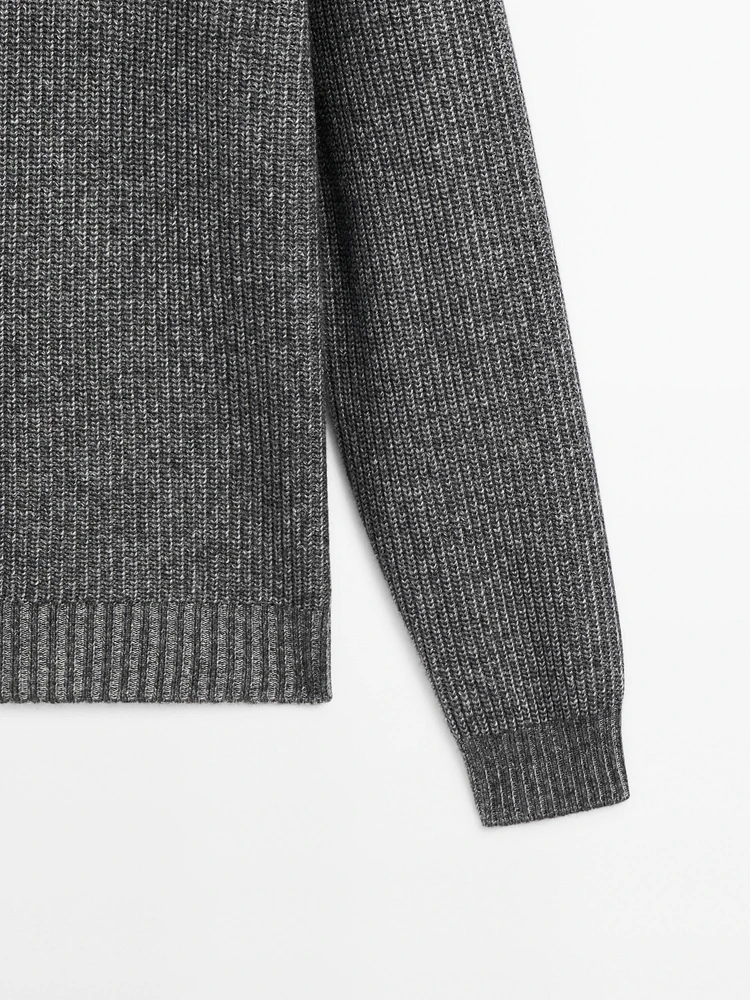 Ribbed knit wool blend sweater