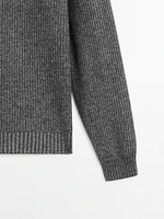 Ribbed knit wool blend sweater