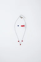 HEART NECKLACE AND TWO RINGS SET