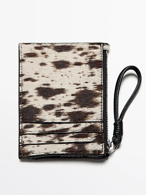 Animal print leather wallet