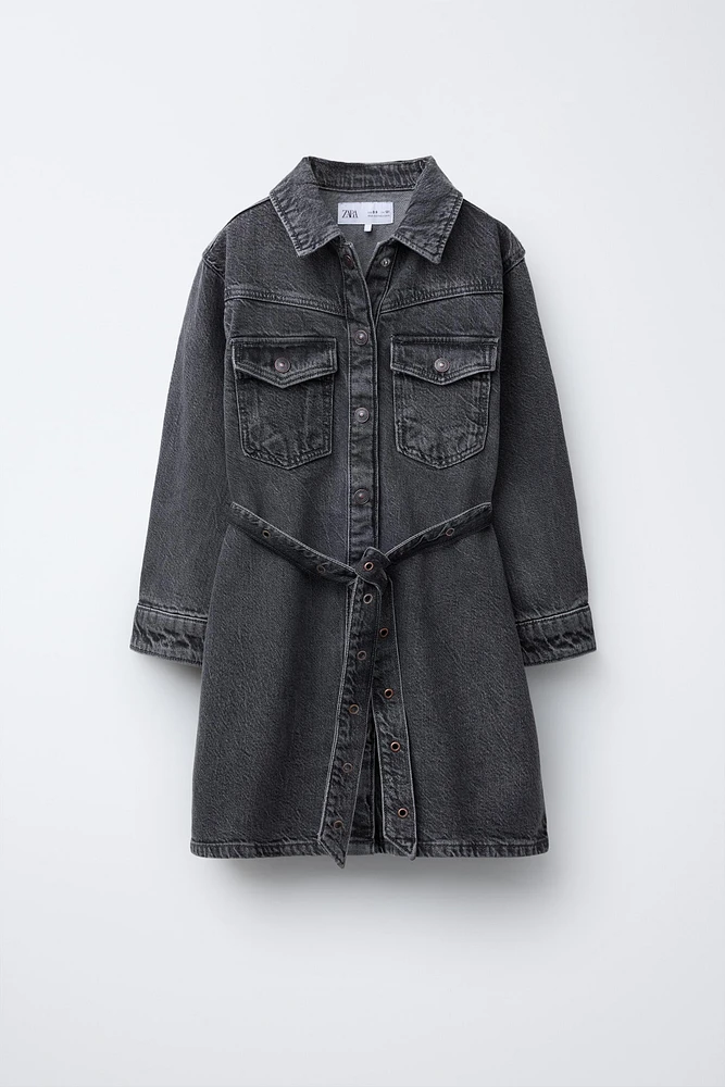 BELTED DENIM DRESS