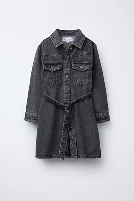 BELTED DENIM DRESS