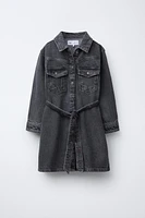 BELTED DENIM DRESS