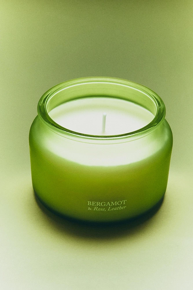 (240 G) BERGAMOT & ROSE, LEATHER SCENTED CANDLE