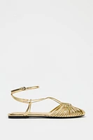 METALLIC STRAPPY FISHERMAN SANDALS