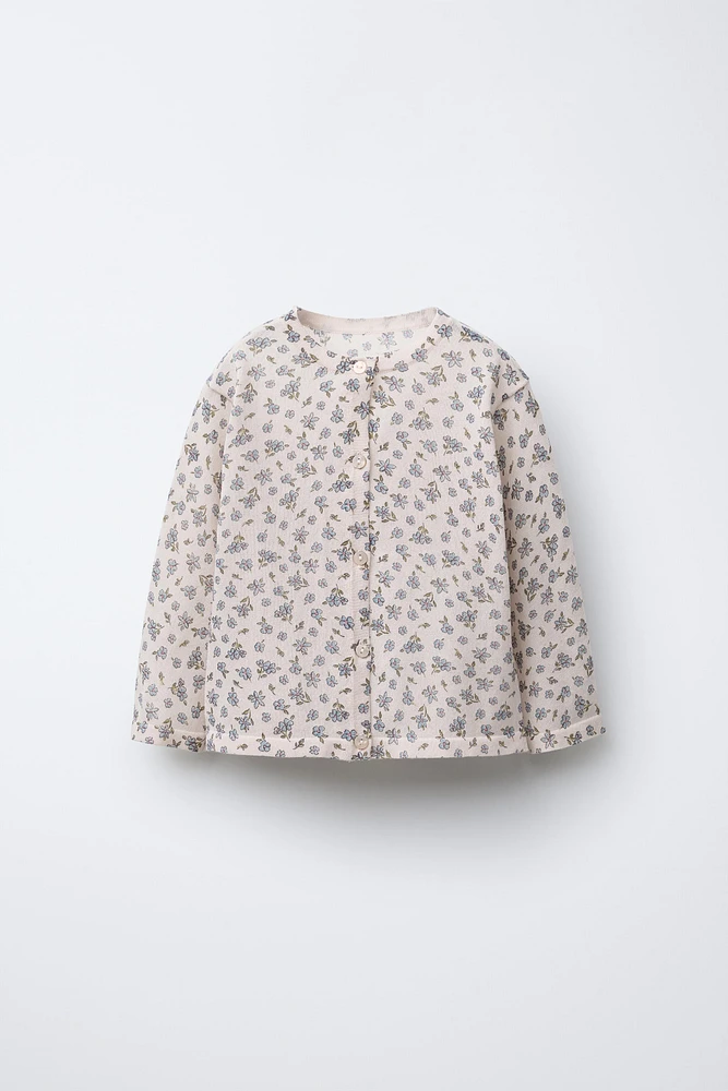 FINE KNIT FLORAL PRINT JACKET