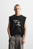 TEXT PRINT TANK T-SHIRT