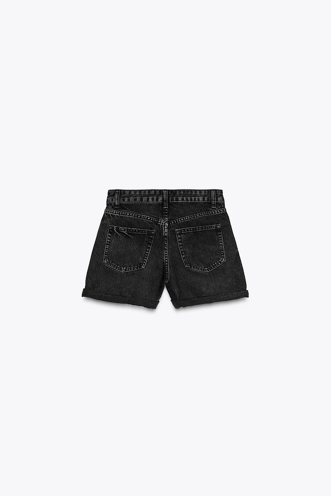 TRF HIGH-WAISTED MOM FIT DENIM SHORTS