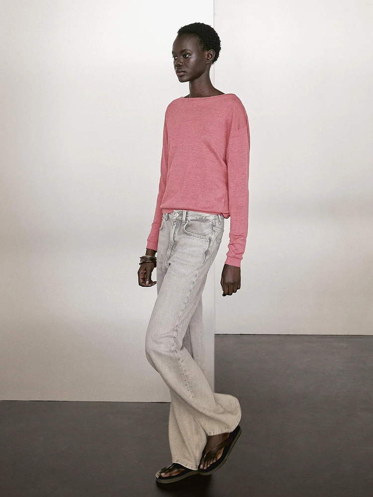 100% linen boat neck sweater