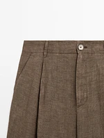100% linen wide-leg trousers