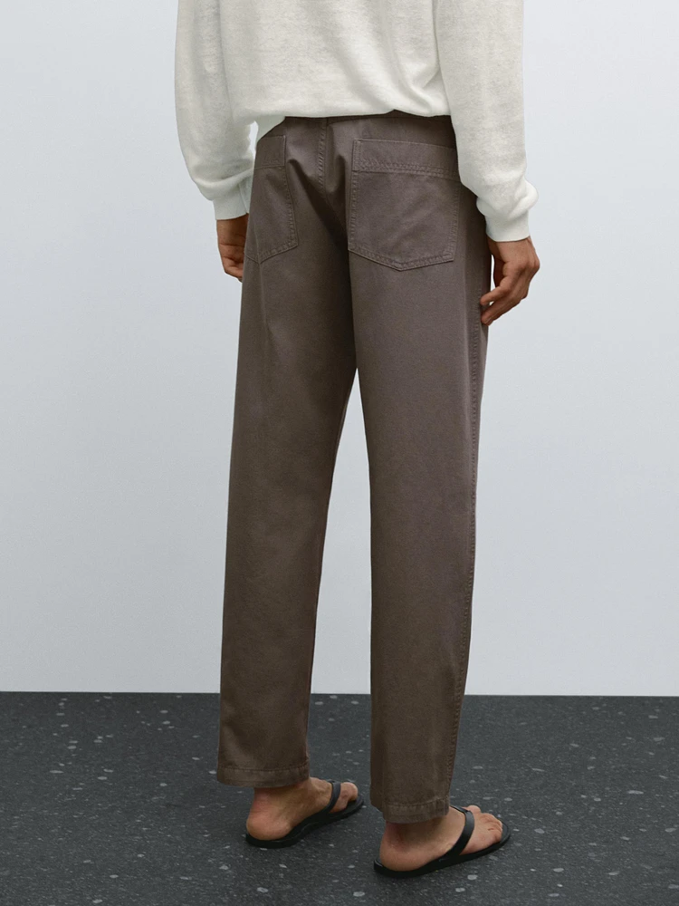 Lightweight relaxed fit denim-effect trousers