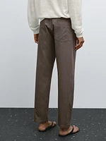 Lightweight relaxed fit denim-effect trousers