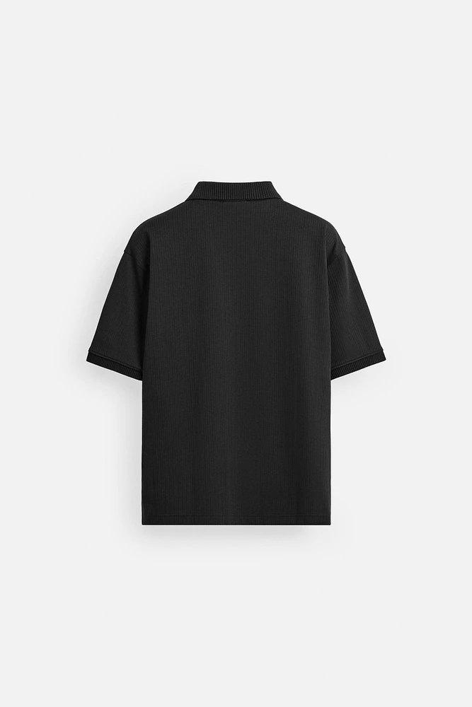 TEXTURED ZIP POLO SHIRT