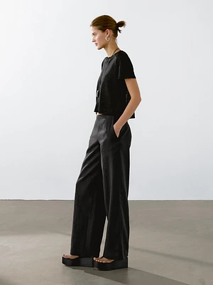 Cutwork linen blend T-shirt