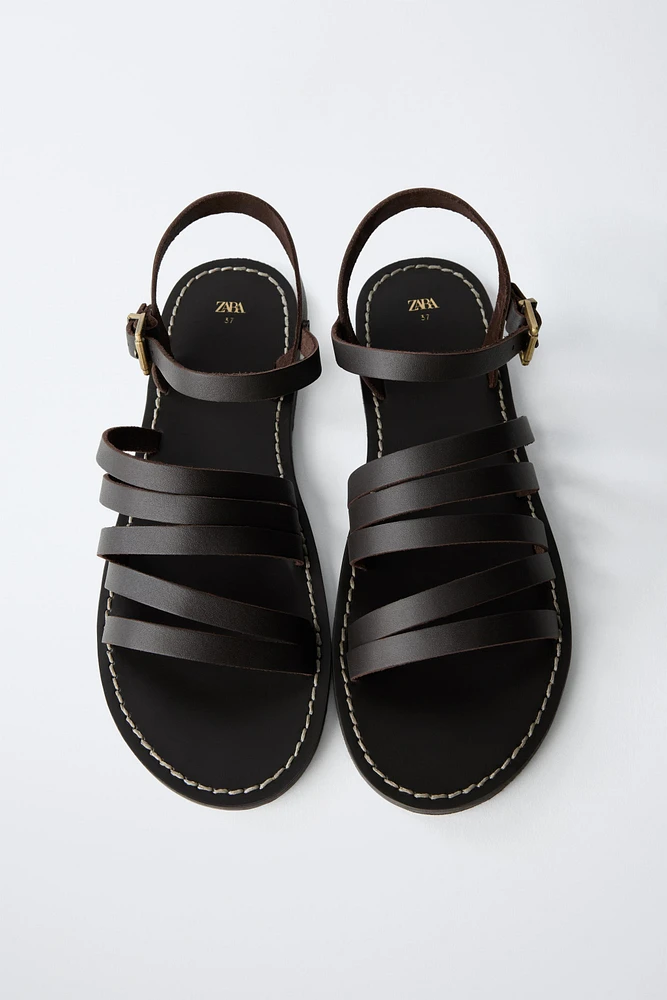 LEATHER STRAPPY SANDALS