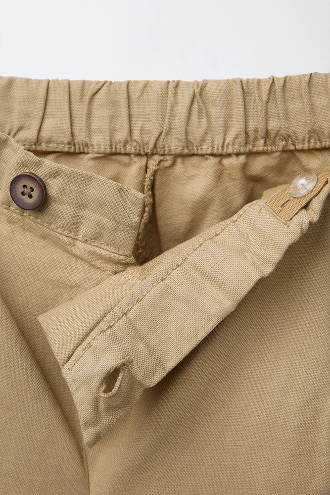LINEN BLEND STRAIGHT PANTS