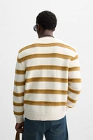 OPENWORK TEXTURED STRIPE SWEATER