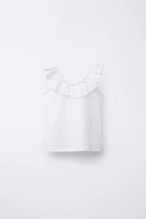 SWISS EMBROIDERED RUFFLE TOP