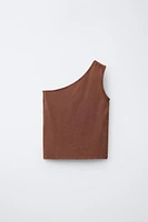 ASYMMETRIC EYELET TOP