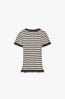 T-SHIRT À RAYURES ET VOLANTS