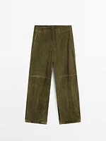 Pantalon balloon en cuir finition daim