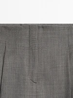 Melange wool blend pleated trousers