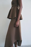 ASYMMETRICAL CREPE MIDI SKIRT