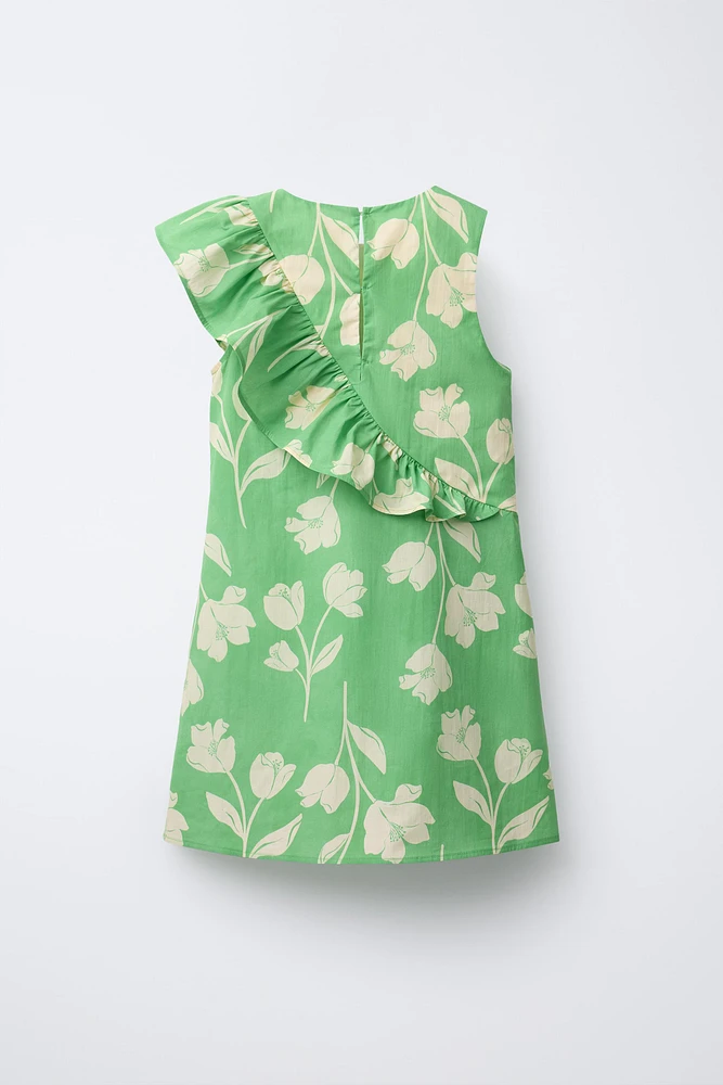 FLORAL PRINT RUFFLE DRESS