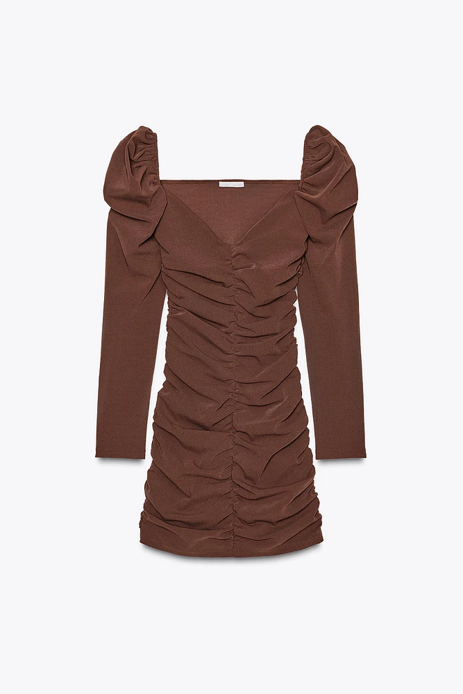 STRETCH GATHERED MINI DRESS