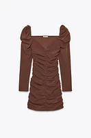 STRETCH GATHERED MINI DRESS