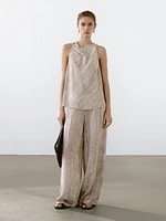 Straight-leg striped flowing trousers