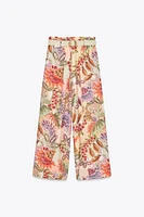 PRINTED BELTED PANTS