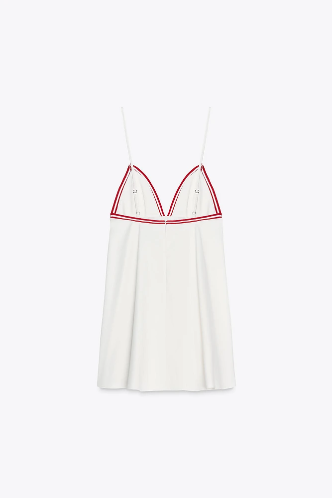 SHORT DRESS WITH CONTRASTING RIB TRIM