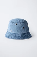 DENIM BUCKET HAT WITH EYELETS