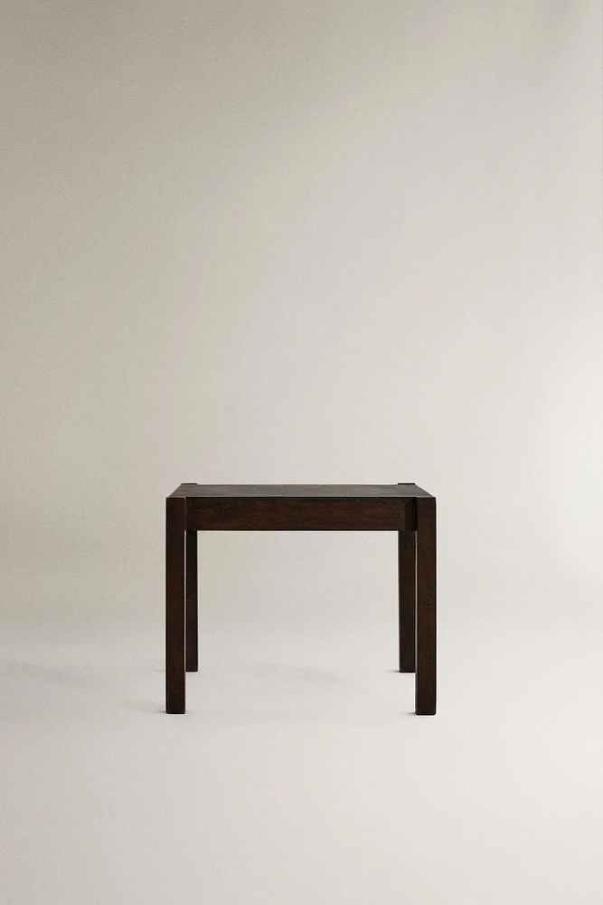 WOODEN LEATHER SIDE TABLE