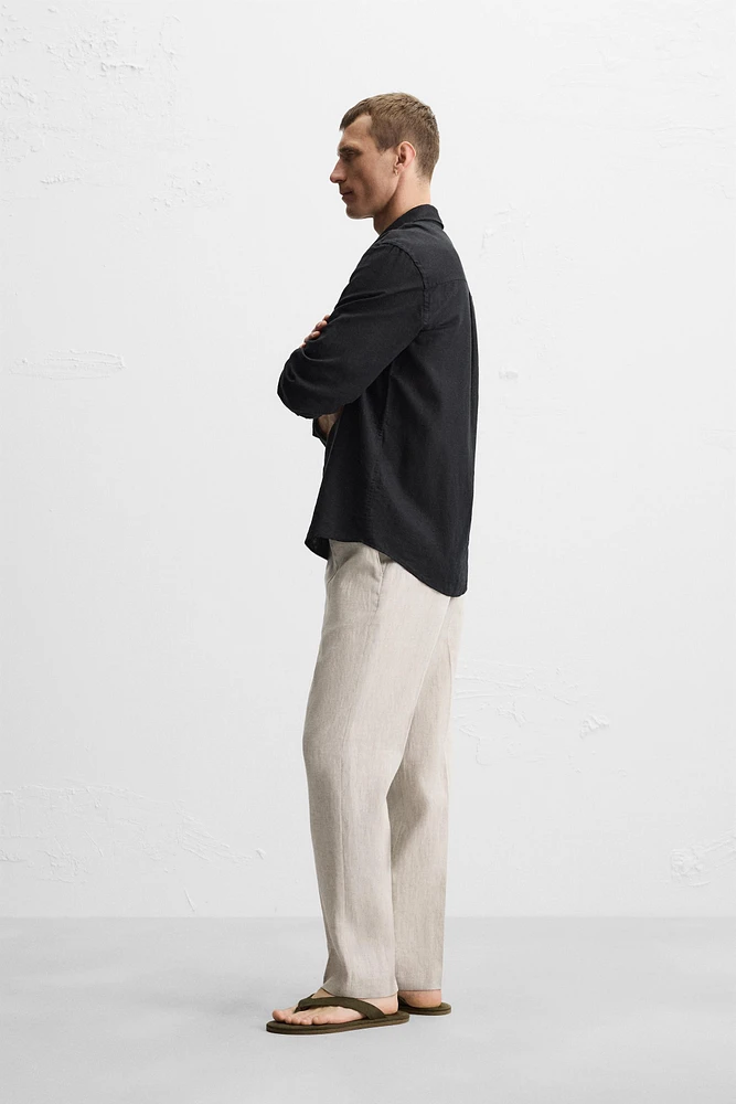 PANTALON 100 % LIN PLIS