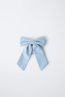 DENIM BOW BOBBY PIN HAIR TIE