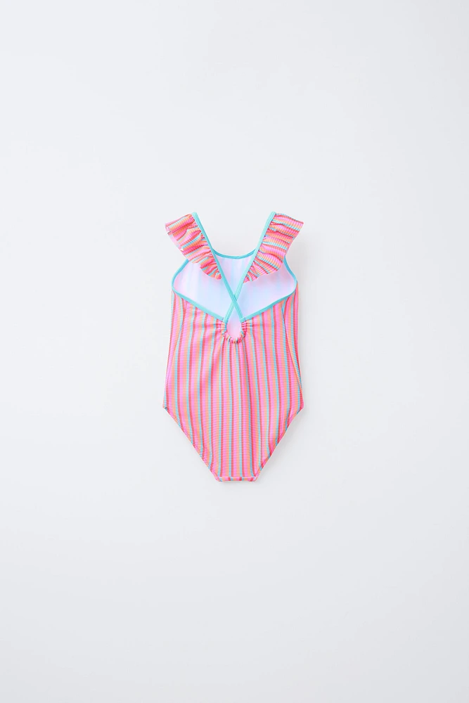 2-6 YEARS/ MULTICOLOR STRIPED SWIMSUIT