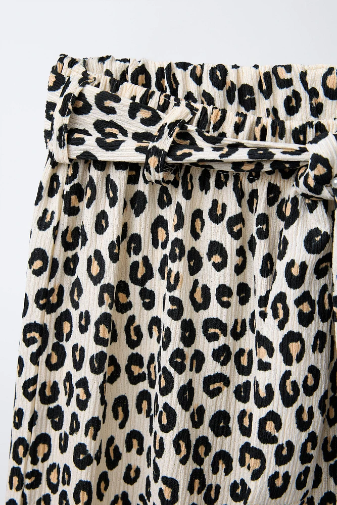 PANTALON TEXTURÉ CEINTURE ANIMAL PRINT