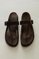 LEATHER SANDALS WITH ASYMMETRIC STRAP