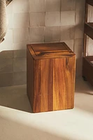 LARGE WOODEN SQUARE BATHROOM TRASH CAN