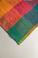 LOT SERVIETTES DE TABLE EN LIN À CARREAUX MULTICOLORES
