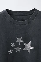GLITTER PRINT CUTOUT T-SHIRT