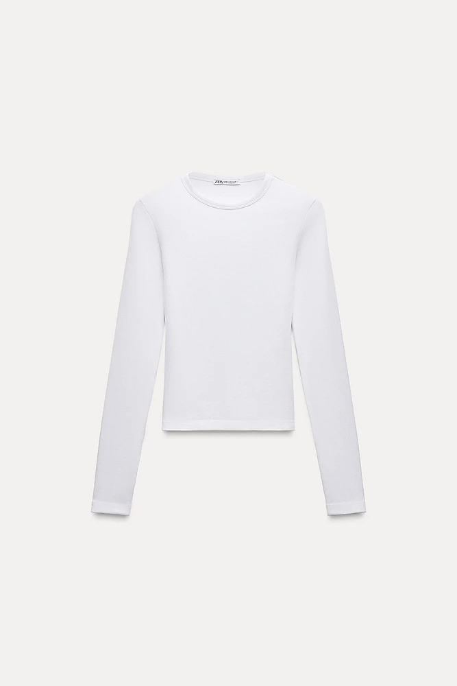 T-SHIRT COTON MODAL MANCHES LONGUES