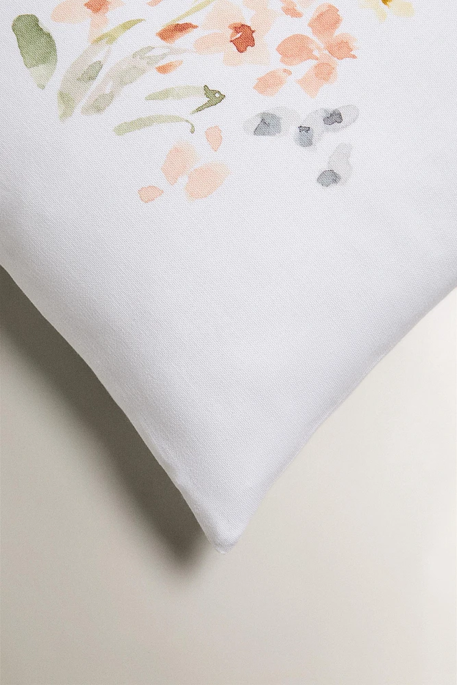 FLORAL PRINT THROW PILLOW COVER