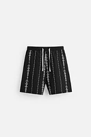 CONTRAST EMBROIDERY SHORTS