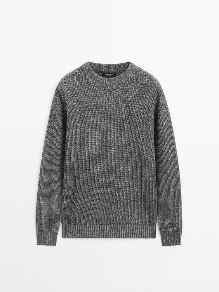 Ribbed knit wool blend sweater