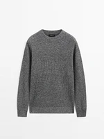Ribbed knit wool blend sweater